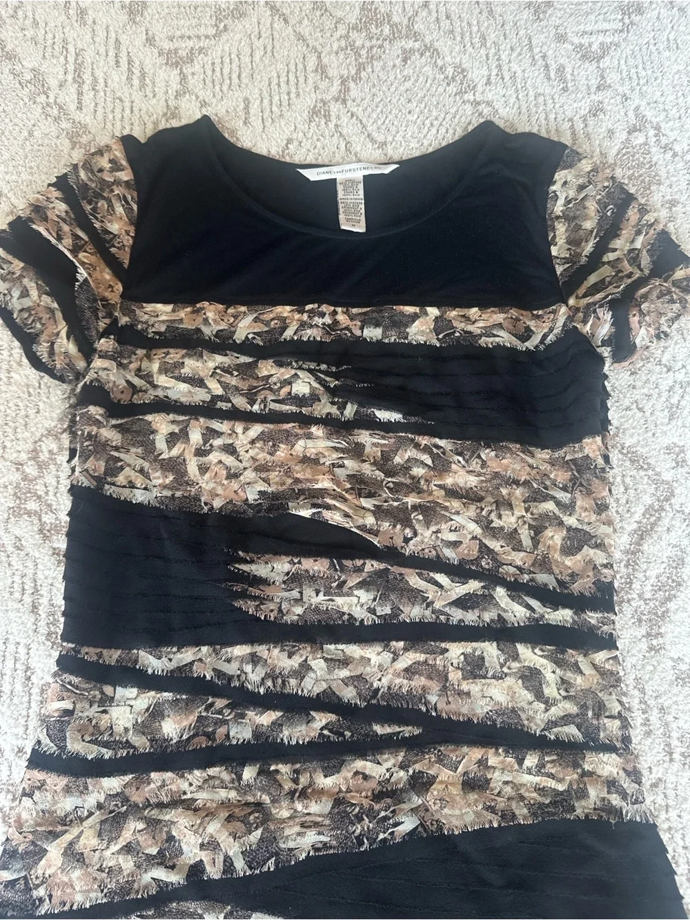 Diane von Furstenberg Silk Blend Textured Bodycon Dress M Abstract
